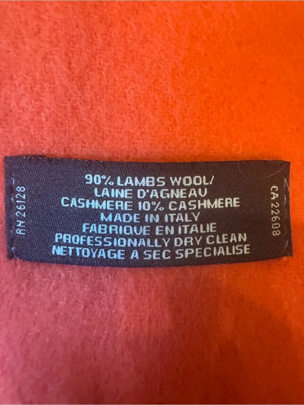 Coach Orange Lambs Wool/Cashmere Fringe Scarf